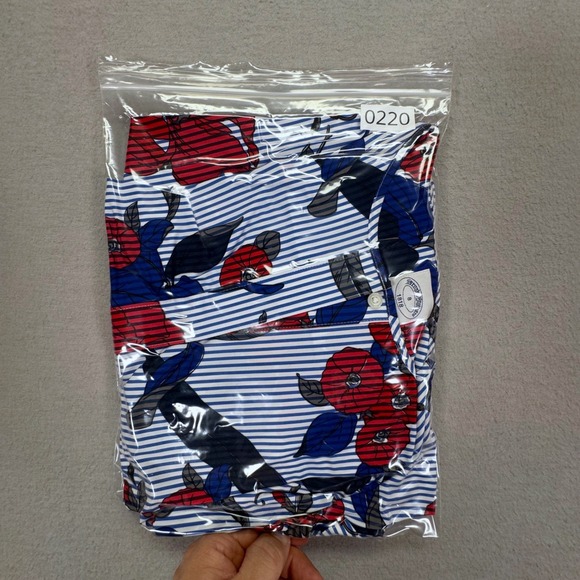 Brooks Brothers 1818 Womens Floral Striped Cotton Shirt Dress Blue Red White 8 - Picture 11 of 11